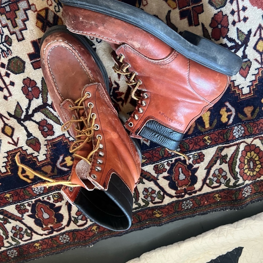 Red Wing Moc Toe SuperSole Work Boots Red Oro Russet 10 D Vintage 1990's - Picture 4 of 7